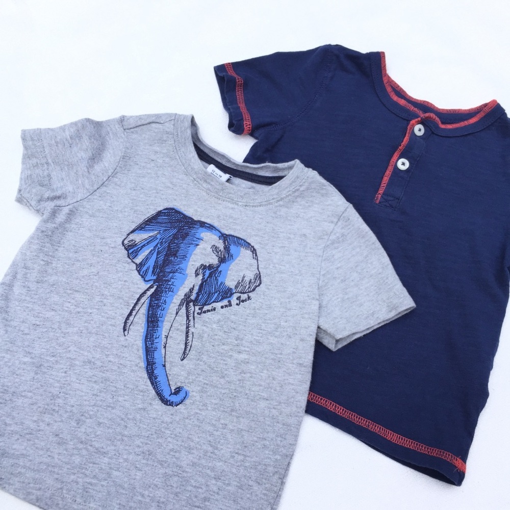 Janie and Jack Elephant Tee and Navy Blue Joe Fresh Tee Size 12 - 18 months - Picture 10 of 10